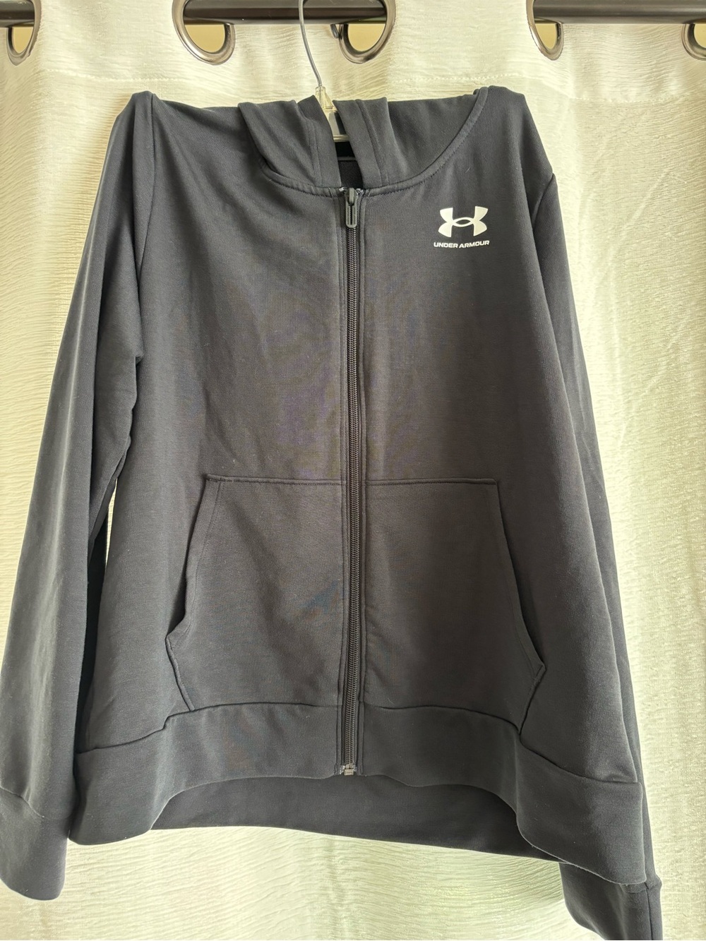 Under Armour Youth Black Full-Zip Kids Hoodie with White Logo